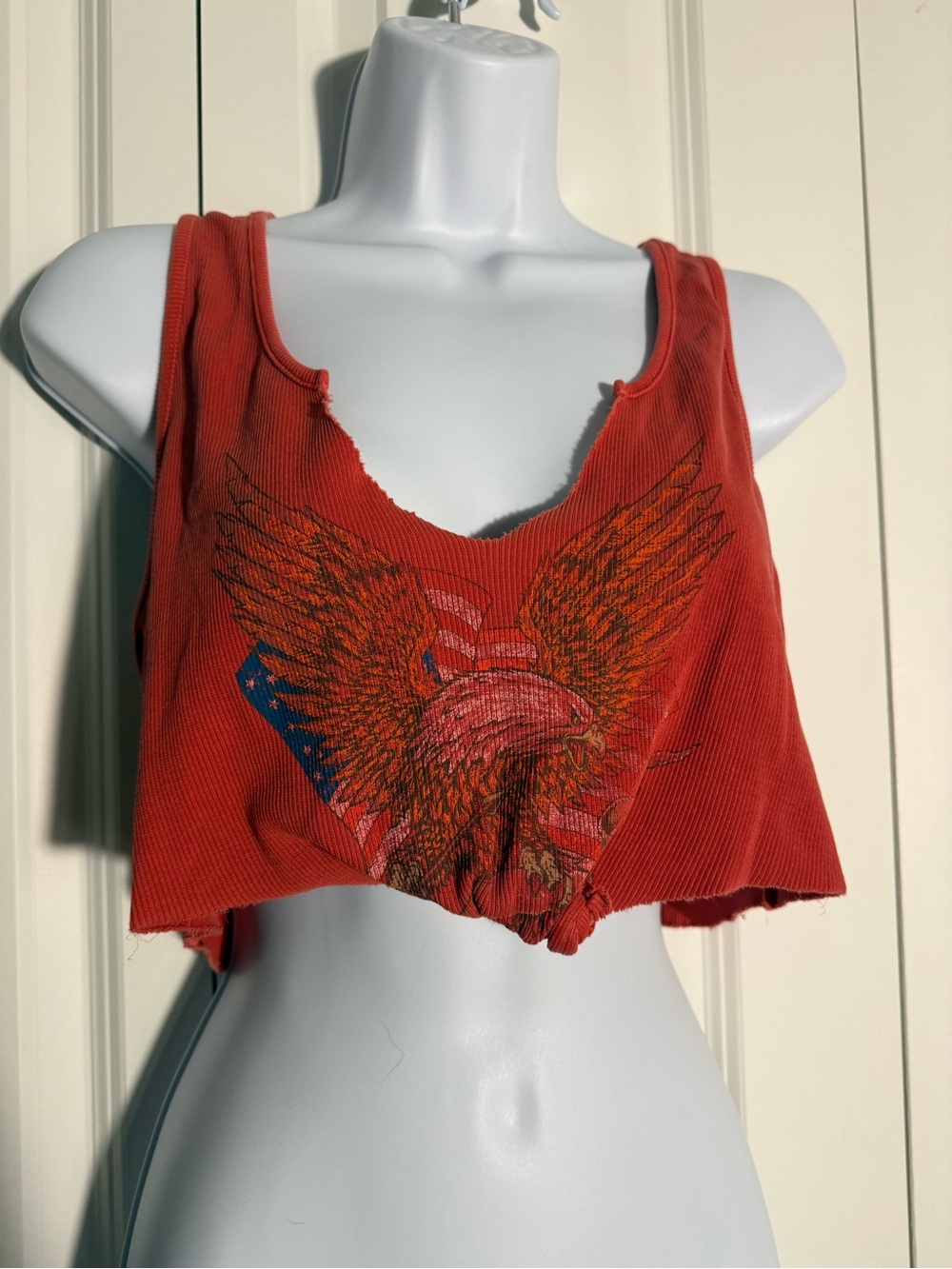 Forever 21 Rust Red Eagle Graphic Cropped Tank